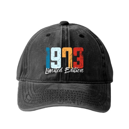 50 Years Vintage 1973 Retro 50th Birthday Washed Denim Baseball Caps