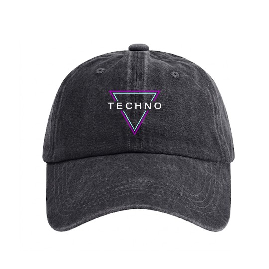 Techno House Party EDM Festival Goa Electro Rave Washed Denim Baseball Caps