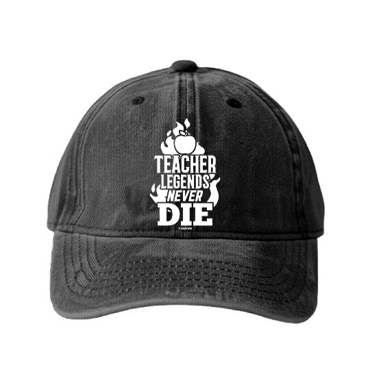 Teacher Legends Never Die Washed Denim Baseball Caps