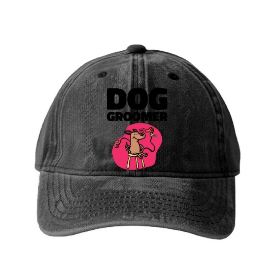 Dog Groomer Canine Grooming Hygiene Washed Denim Baseball Caps
