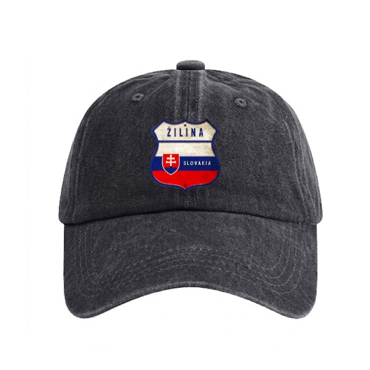 Žilina Slovakia coat of arms flag design Washed Denim Baseball Caps
