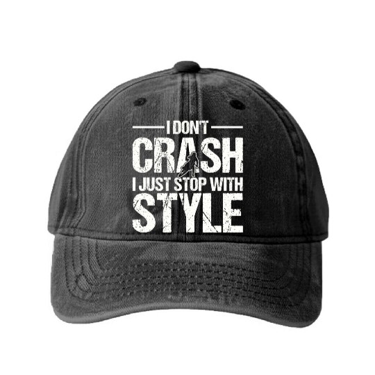 Funny Motocross Stop With Style Dirt Bike Washed Denim Baseball Caps