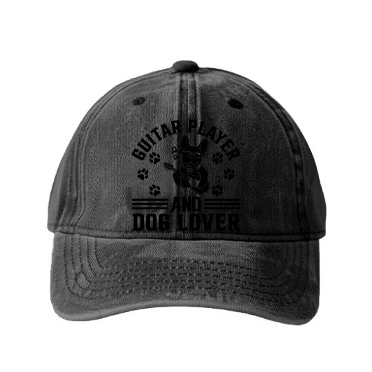 Guitar Player And Dog Lover - Guitar Player Guitar Washed Denim Baseball Caps