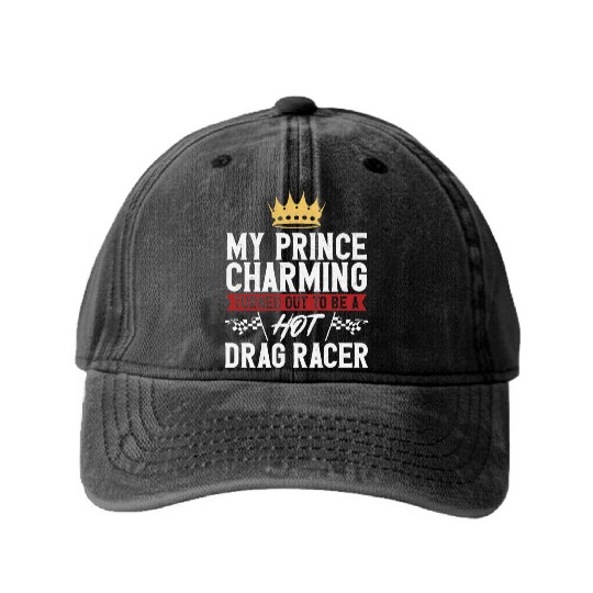 Drag Racing Race Car Girlfriend Washed Denim Baseball Caps