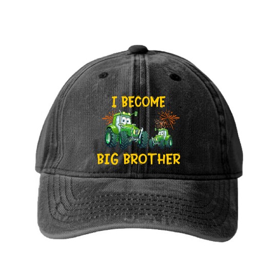 Big brother farmer tractor Washed Denim Baseball Caps
