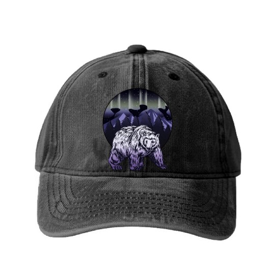 Alaska Gift USA Natur Bär Denali Grizzly Wald Washed Denim Baseball Caps