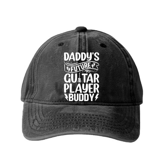 Newborn Guitarist - Daddy's Future Guitar Player B Washed Denim Baseball Caps