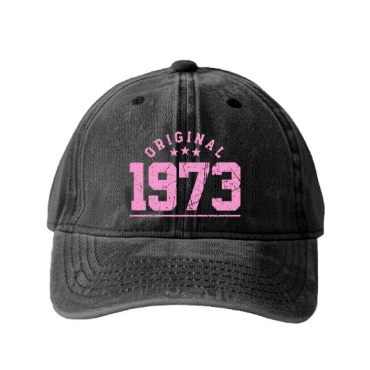 50 Years Vintage 1973 Retro 50th Birthday Washed Denim Baseball Caps