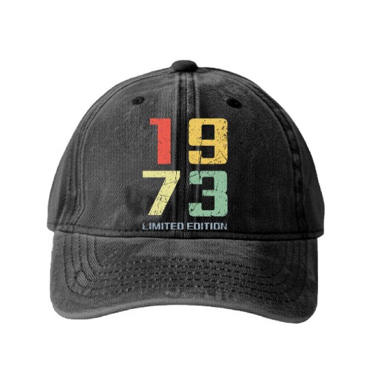50 Years Vintage 1973 Retro 50th Birthday Washed Denim Baseball Caps