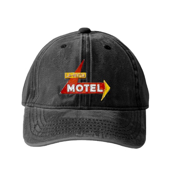 La Mesa Motel Route 66 Santa Rosa New Mexico Washed Denim Baseball Caps