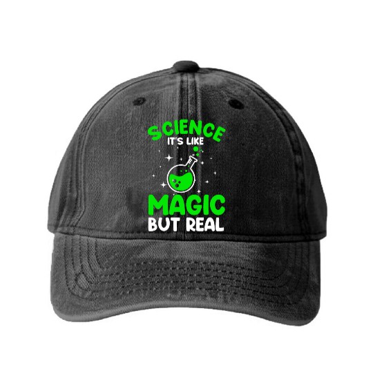 Cool Science For Men Women Science Is Real Magic Washed Denim Baseball Caps