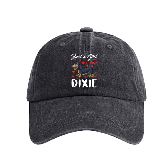 Dachshund Gift Dixie Wiener Doxie Dackel Washed Denim Baseball Caps