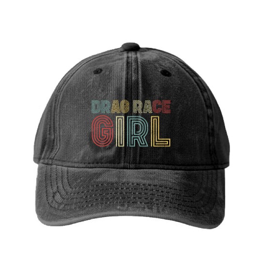 Drag Racing Race Car Girl Retro Washed Denim Baseball Caps