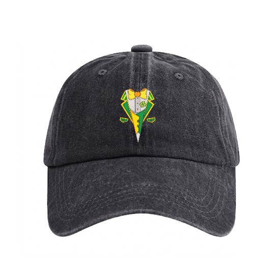 Tie Bow Saint Paddy Shamrock Saint Patrick Day Washed Denim Baseball Caps