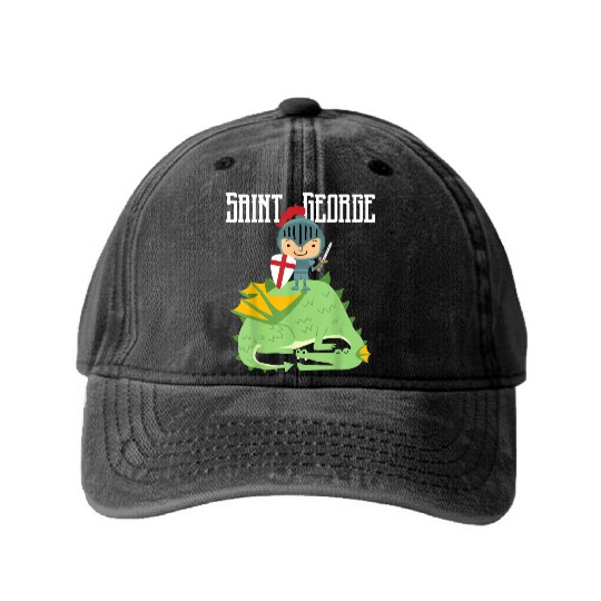 St. George and the Dragon Catholic Saint Kids Boys Washed Denim Baseball Caps
