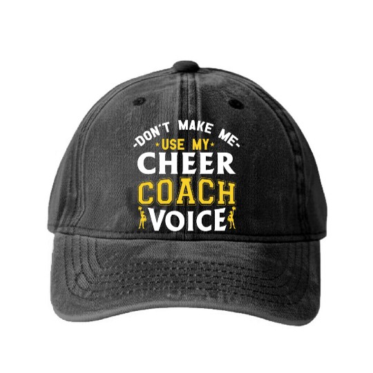 Cheer Coach Voice Funny Cheerleading Coach Washed Denim Baseball Caps