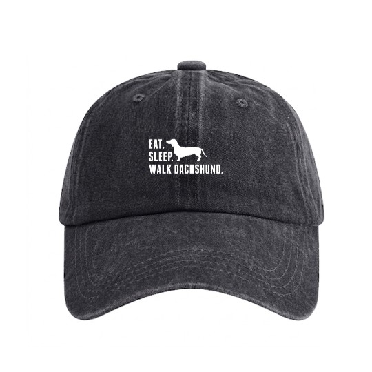 Eat Sleep Walk Dachshund Washed Denim Baseball Caps