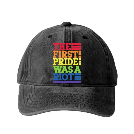 The First Pride Was A Riot, LGBT Rainbow Washed Denim Baseball Caps