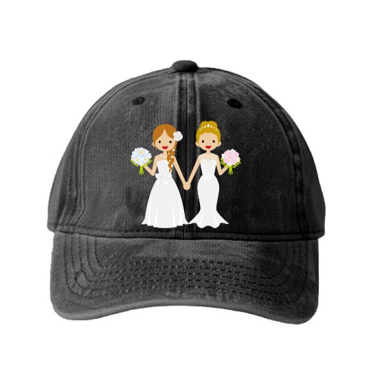 lesbian lgbtq pride valentine day 2023 valentines Washed Denim Baseball Caps