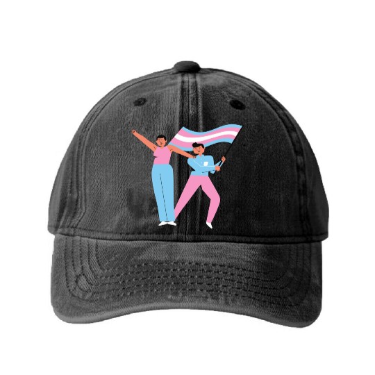 lesbian lgbtq pride valentine day 2023 valentines Washed Denim Baseball Caps