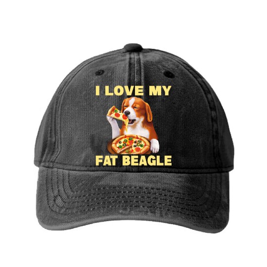 I Love My Fat Beagle Washed Denim Baseball Caps
