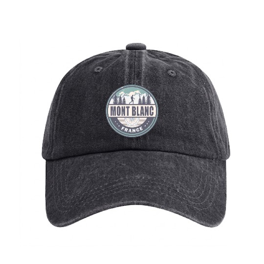 Mont Blanc France French Alps Vintage Hiking Washed Denim Baseball Caps