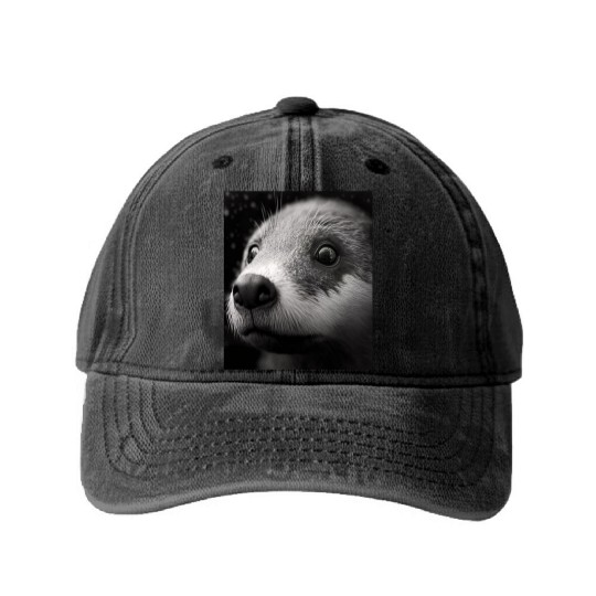 Fashionable Otter Design Cool Sea Otter With Blue Washed Denim Baseball Caps