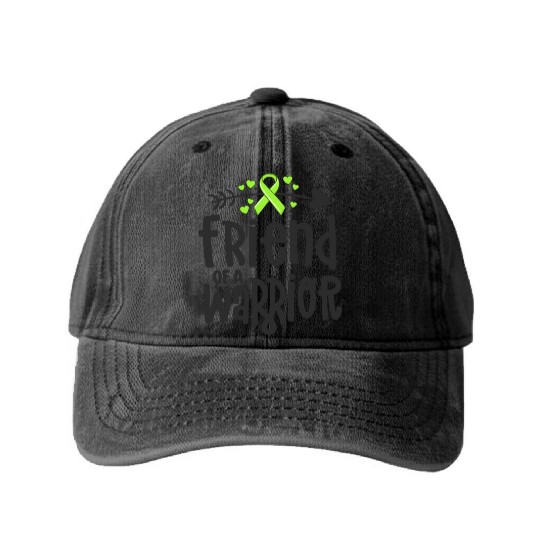 Friend Of A Warrior Lime Green Ribbon Lyme Washed Denim Baseball Caps