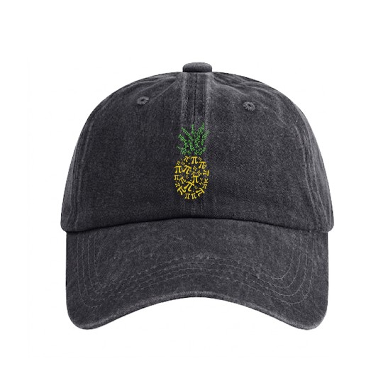 Pineapple Pi Math Holiday Mathematics Funny Pi Washed Denim Baseball Caps