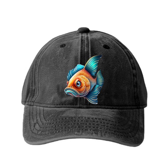 Koi Fish Washed Denim Baseball Caps