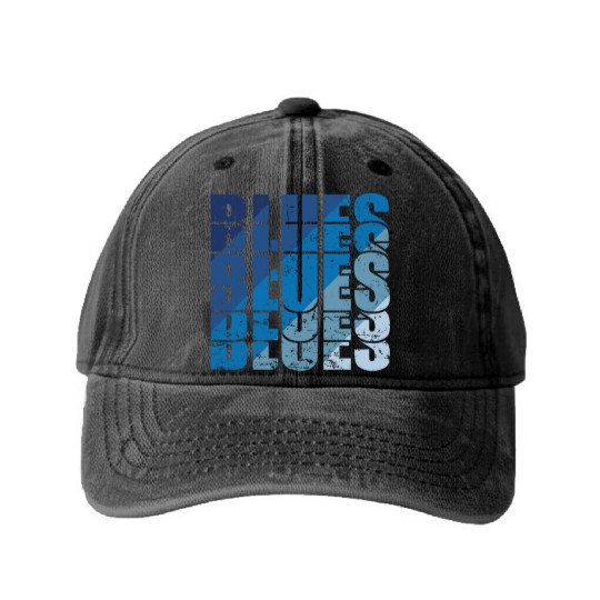 Blues Music Jazz Trumpet Chicago Washed Denim Baseball Caps