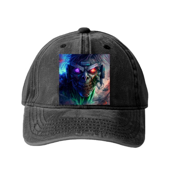 ZOMBIE IRON MAIDEN (version 12) Washed Denim Baseball Caps