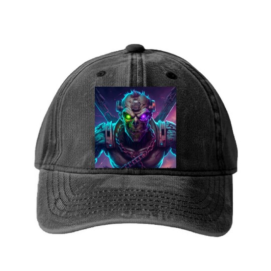 ZOMBIE IRON MAIDEN (Version 10) Washed Denim Baseball Caps
