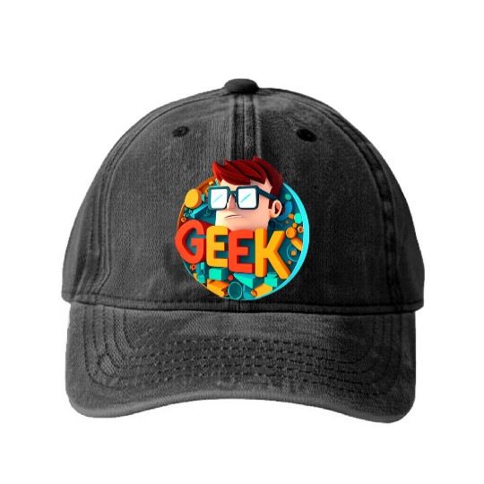 "Geek" Washed Denim Baseball Caps