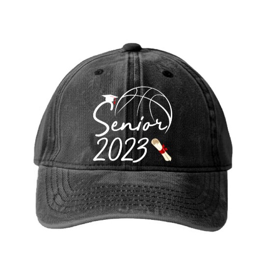 Graduate Senior Class 2023 Graduation Basketball Washed Denim Baseball Caps