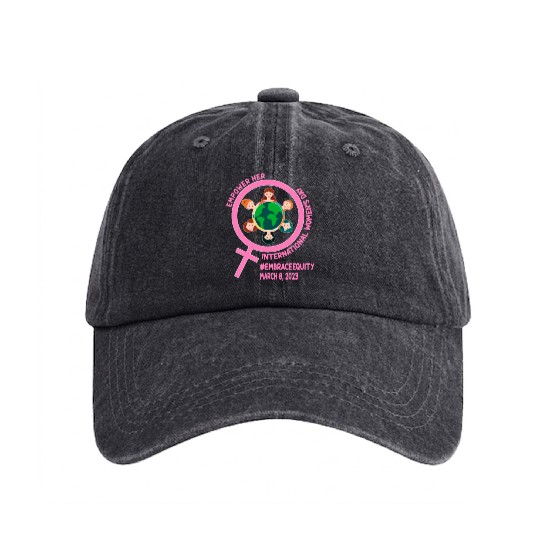 International Women's Day: Empower Her Embrace Equ Washed Denim Baseball Caps