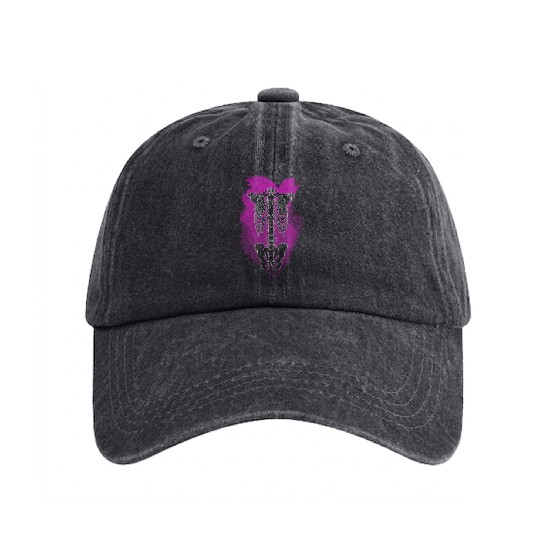 Neon Skeleton Rib Cage Washed Denim Baseball Caps