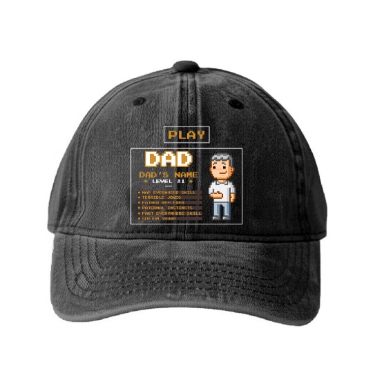 play dad - father's day gift Washed Denim Baseball Caps