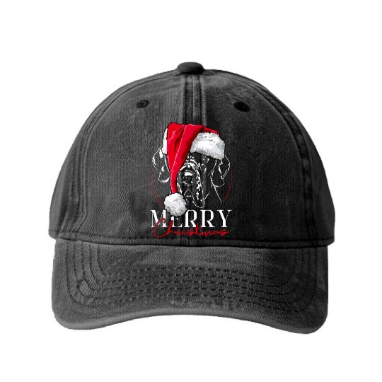 Santa Great Dane Dog Christmas Wilsigns Washed Denim Baseball Caps