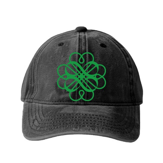 4 Heart Clover Double Infinity Lucky Symbol Washed Denim Baseball Caps