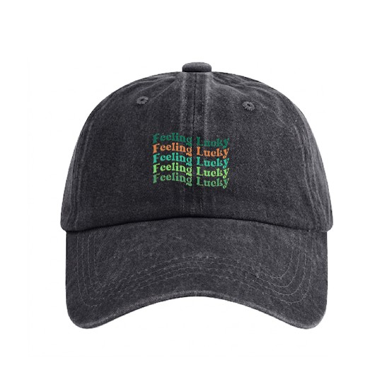 Feeling Lucky Gift, St Patrick's Day Washed Denim Baseball Caps
