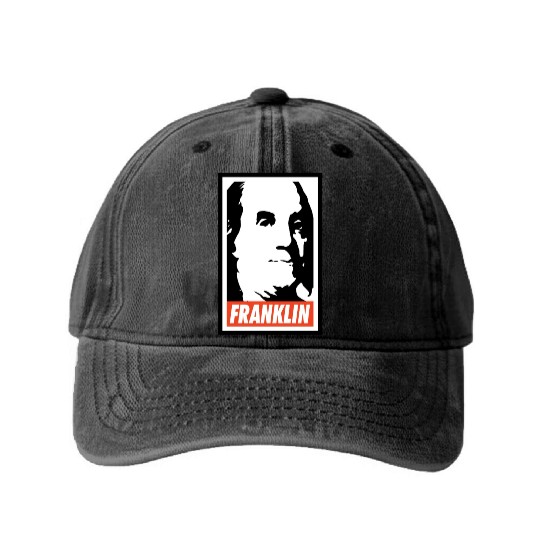 Benjamin Franklin Washed Denim Baseball Caps