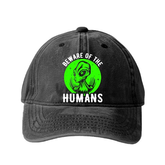Alien, Aliens, UFO, UAP, Space Unknown Flight Washed Denim Baseball Caps