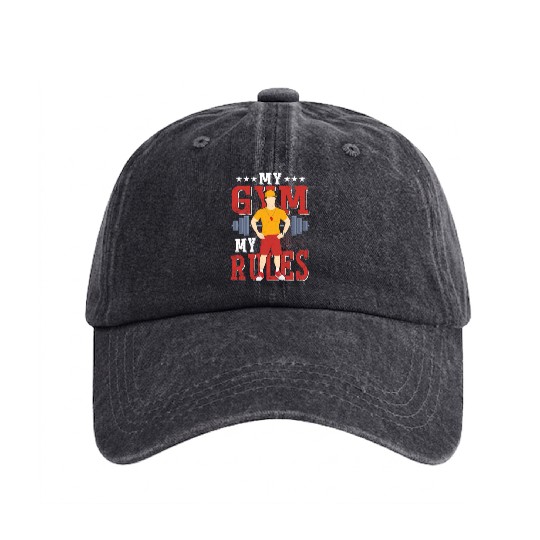 My Gym My Rules School Physical Education Washed Denim Baseball Caps