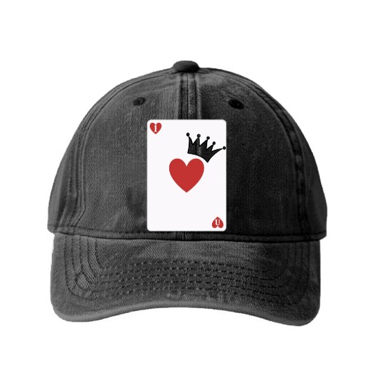 love you on playing card Washed Denim Baseball Caps