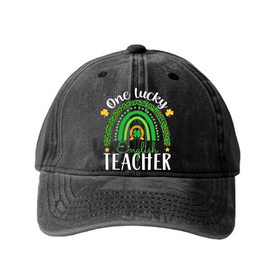 One Lucky English Teacher funny St Patrick's day Washed Denim Baseball Caps