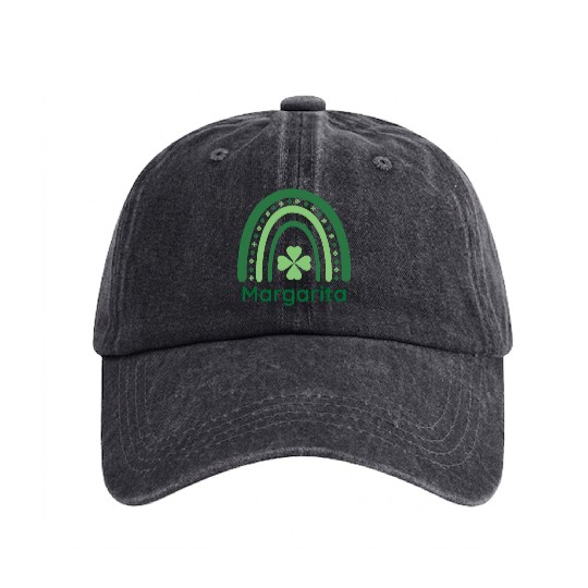 Margarita Clover Charm Boho Rainbow Washed Denim Baseball Caps