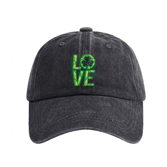 Shamrock lucky charm St. Patrick's Day Washed Denim Baseball Caps