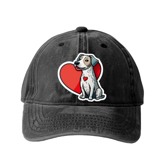 Valentine’s Day Cute Dog Washed Denim Baseball Caps