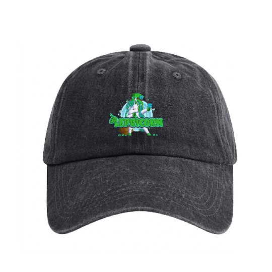 Lepricorn St. Patrick's Day Unicorn Washed Denim Baseball Caps